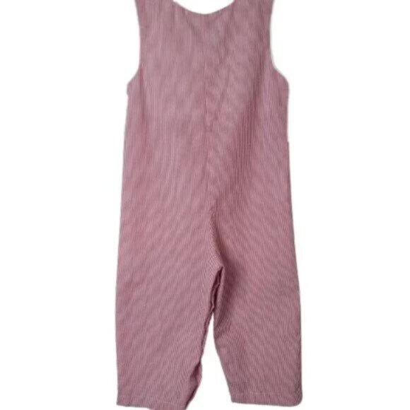 Lil Cactus Red Seersucker Overall Romper Size 2T - Picture 4 of 9